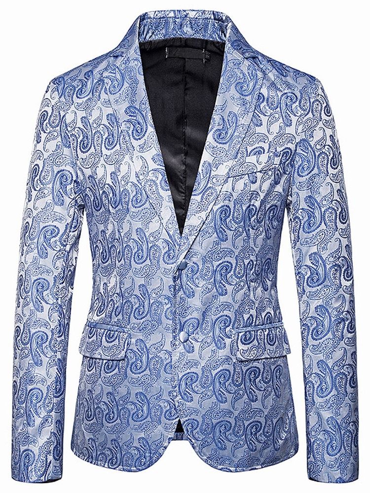 Notched Lapel Print Single-breasted Herre Blazer For Fritid