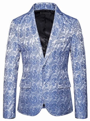 Notched Lapel Print Single-breasted Herre Blazer For Fritid