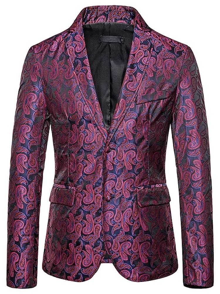 Notched Lapel Print Single-breasted Herre Blazer For Fritid