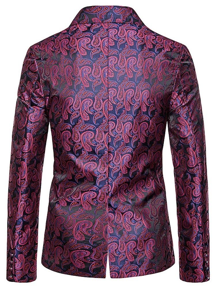 Notched Lapel Print Single-breasted Herre Blazer For Fritid