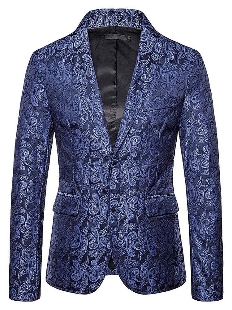 Notched Lapel Print Single-breasted Herre Blazer For Fritid