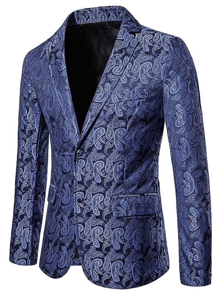 Notched Lapel Print Single-breasted Herre Blazer For Fritid