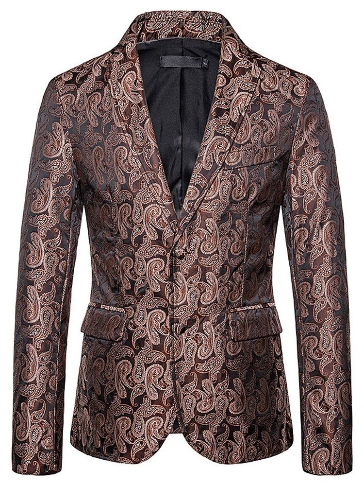 Notched Lapel Print Single-breasted Herre Blazer For Fritid