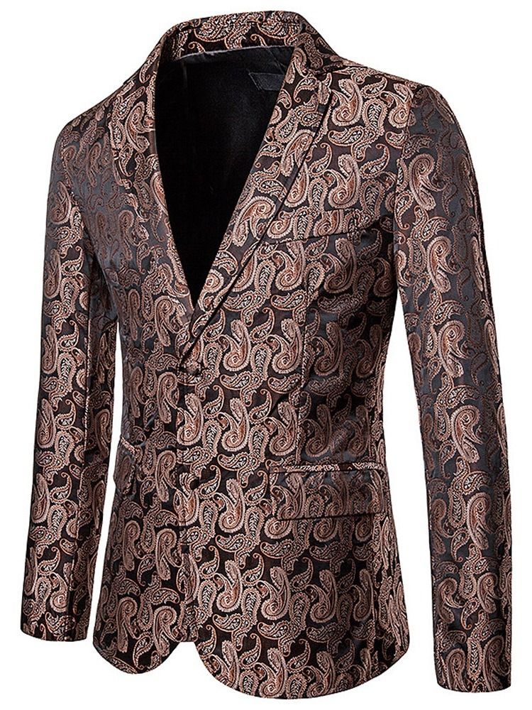 Notched Lapel Print Single-breasted Herre Blazer For Fritid