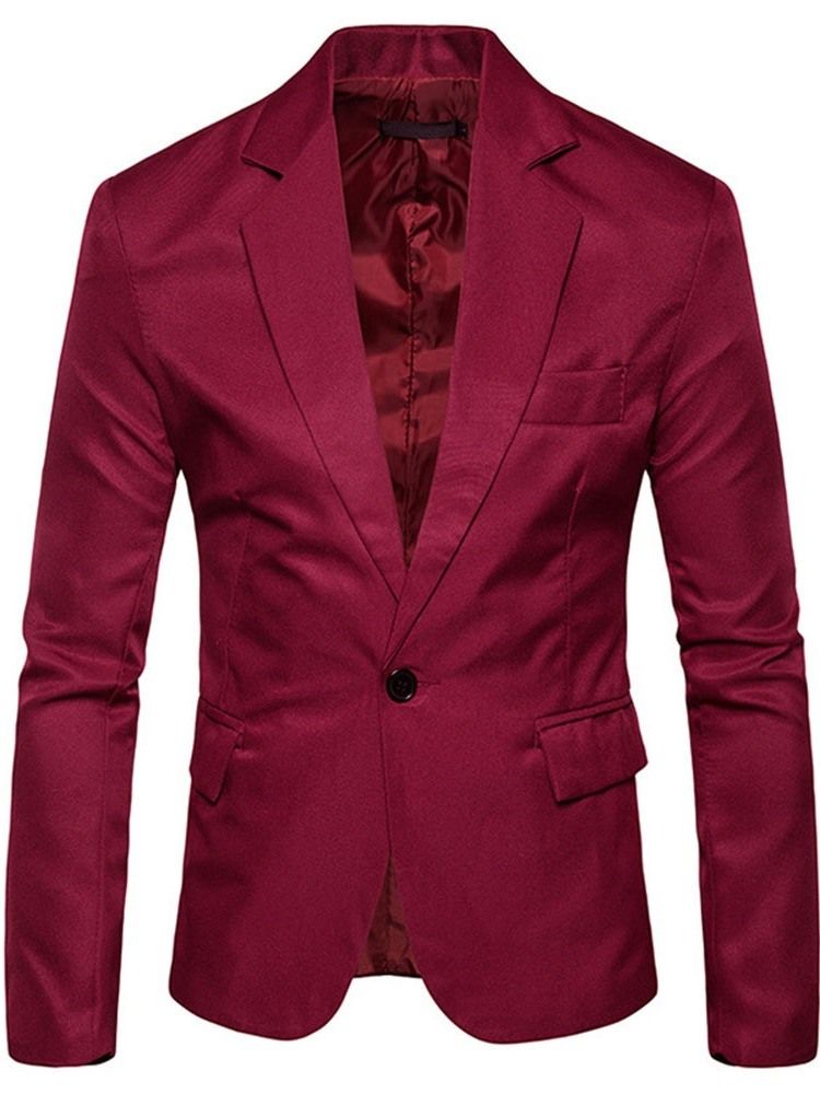 Notched Lapel Slim One Button Menns Fritidsblazer