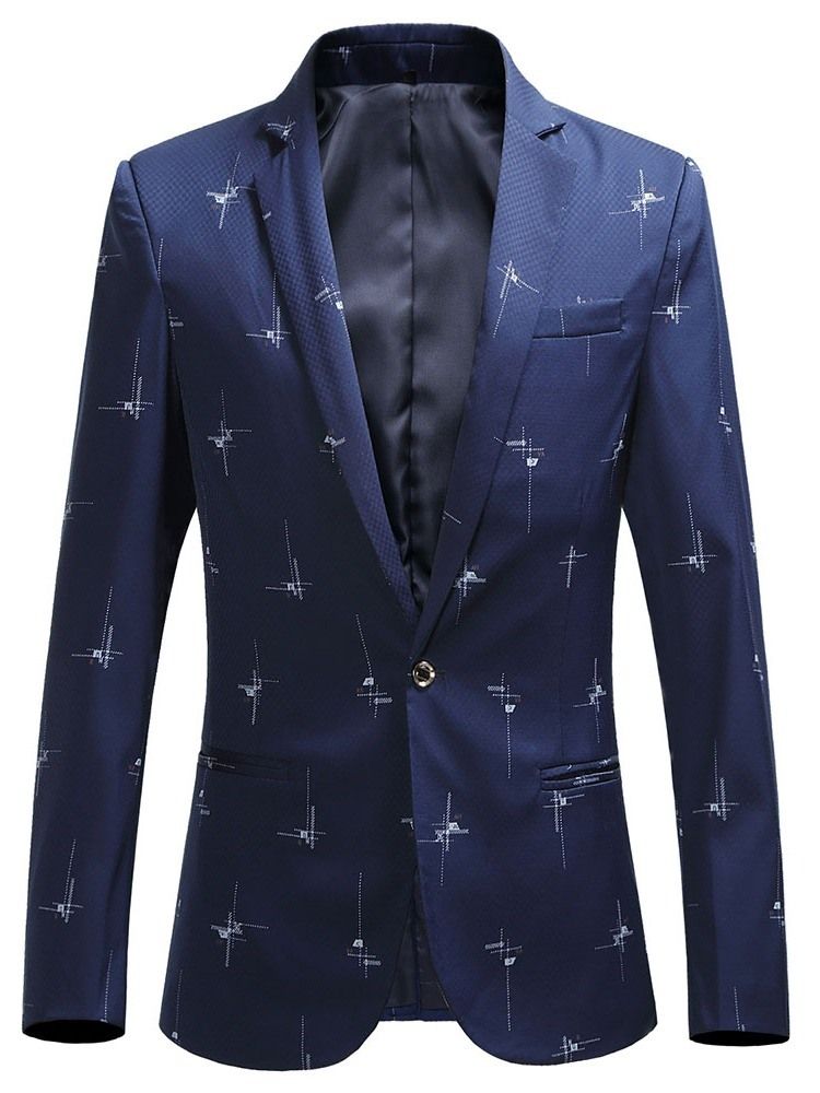 Notched Lapel Slim Print Menns Fritidsblazer