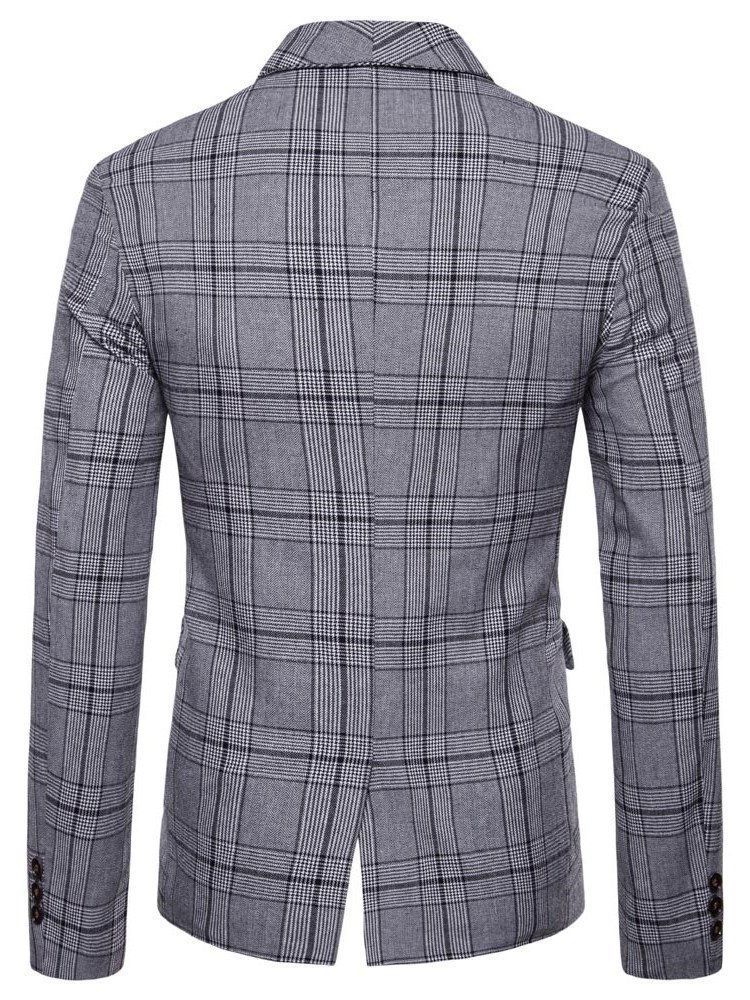 Plaid Double Breasted Mens Casual Blazer