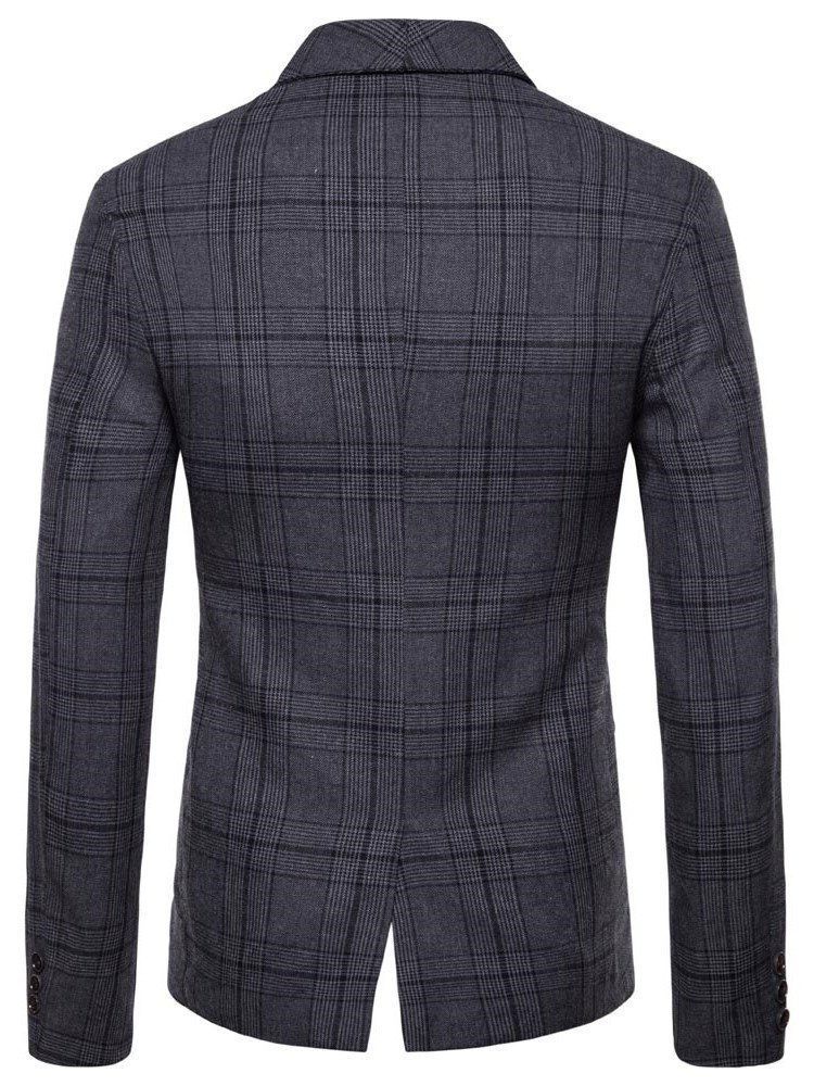 Plaid Double Breasted Mens Casual Blazer