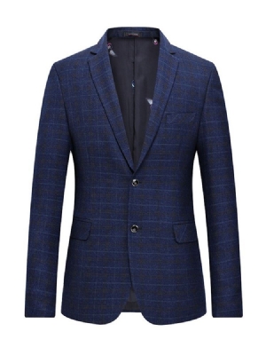 Plaid To-knappers Hakket Revers Blazer For Menn