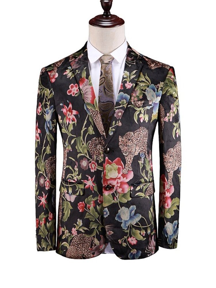 Print Animal Single-breasted Mens Blazer