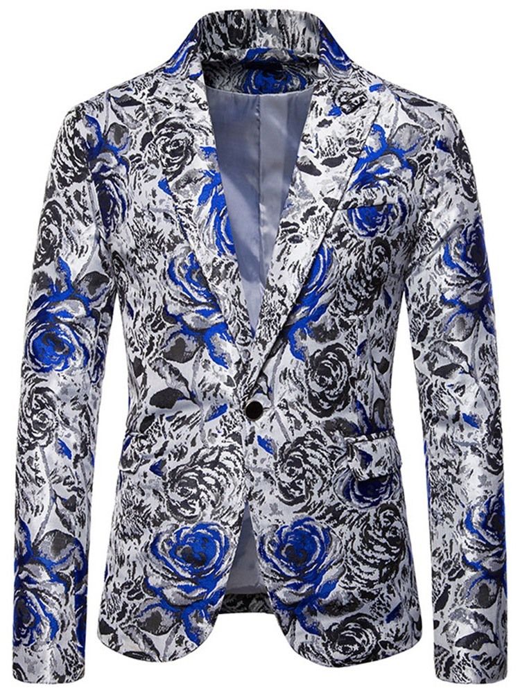 Print Straight Notched Lapel Men Fritid Blazers