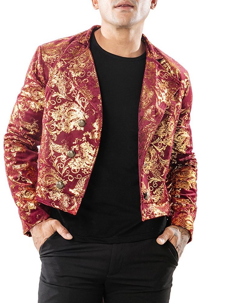 Printed Double Breasted Swallowtail Mens Blazer Costume