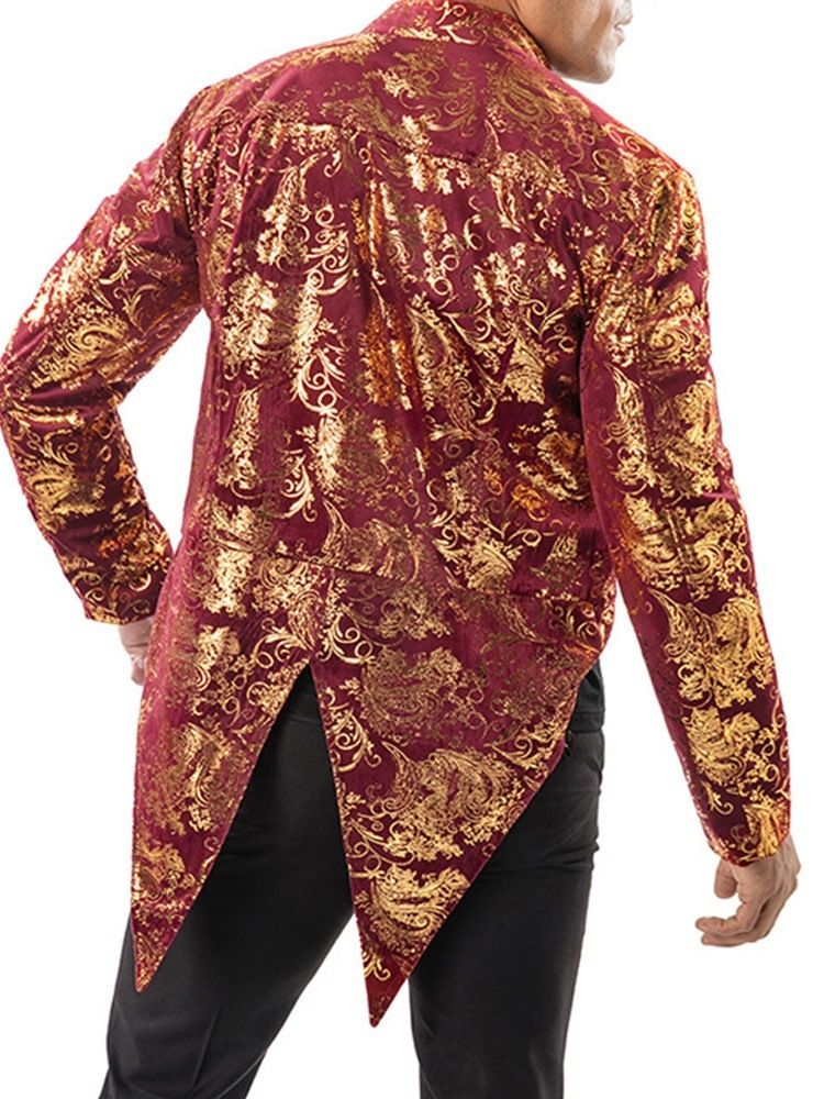 Printed Double Breasted Swallowtail Mens Blazer Costume