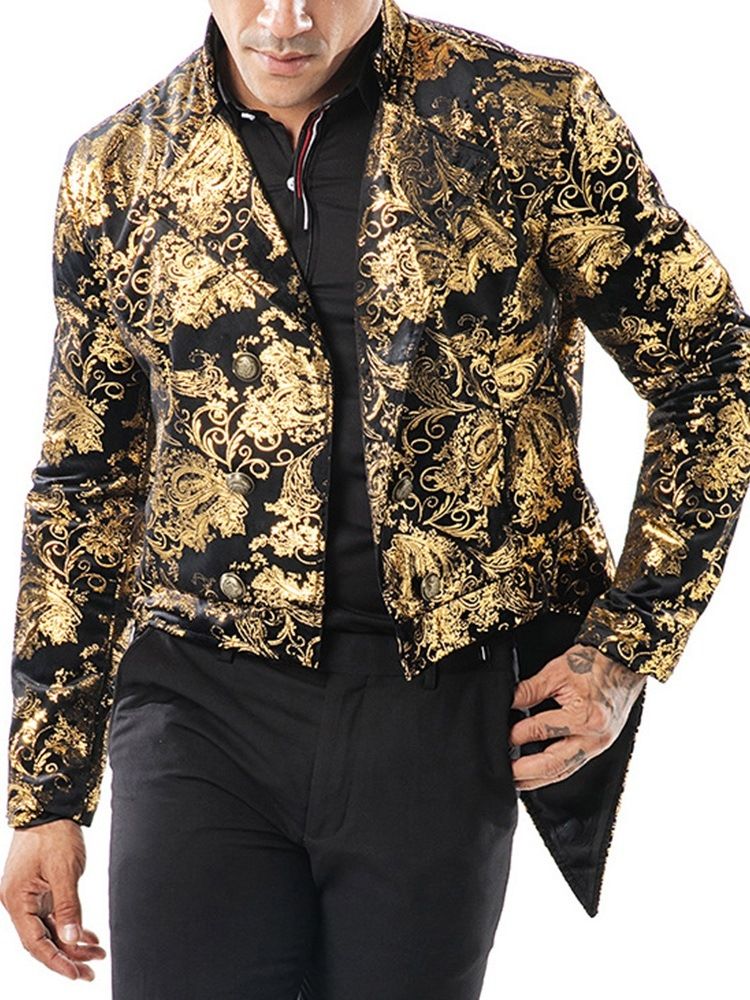 Printed Double Breasted Swallowtail Mens Blazer Costume