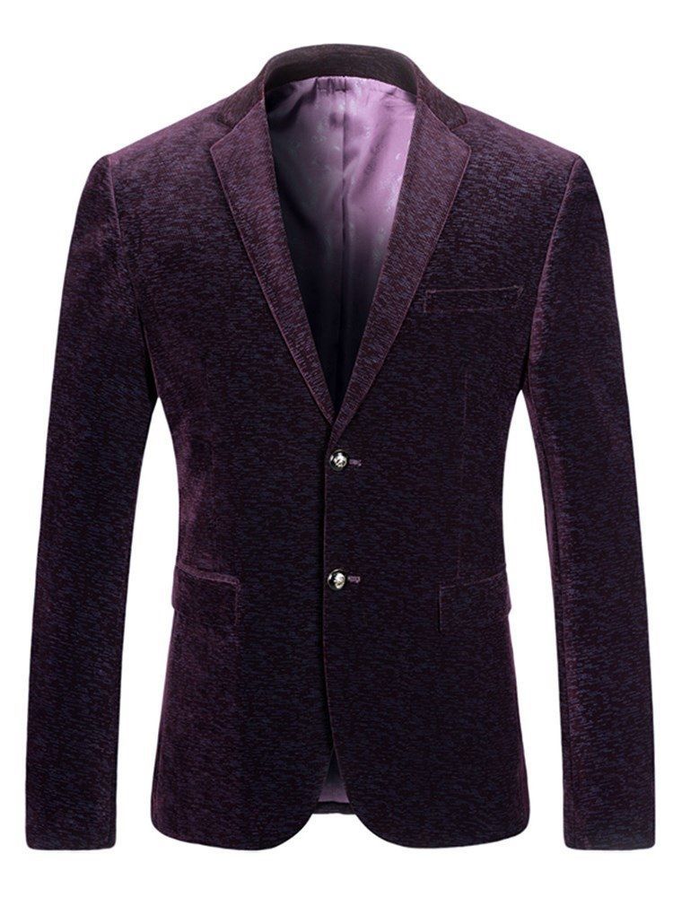 Printed Notched Lapel Slim Mens Casual Smoking Blazer