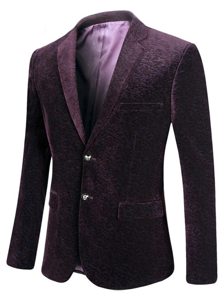 Printed Notched Lapel Slim Mens Casual Smoking Blazer