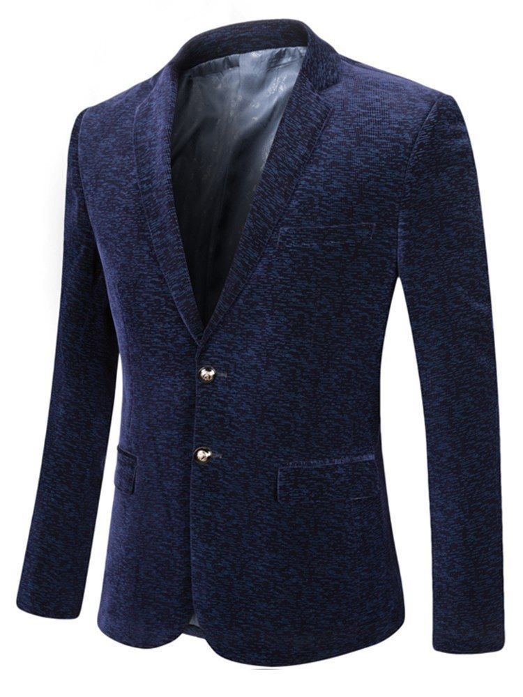 Printed Notched Lapel Slim Mens Casual Smoking Blazer