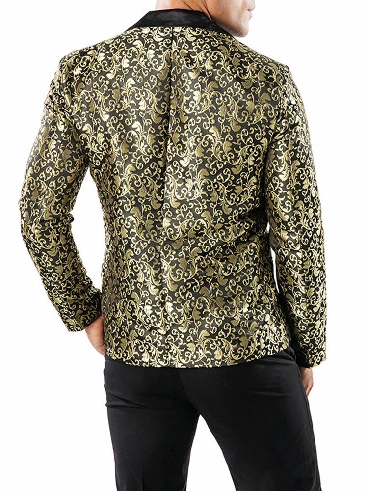 Printed One Button Notched Lapel Mens Smoking Blazer Costume