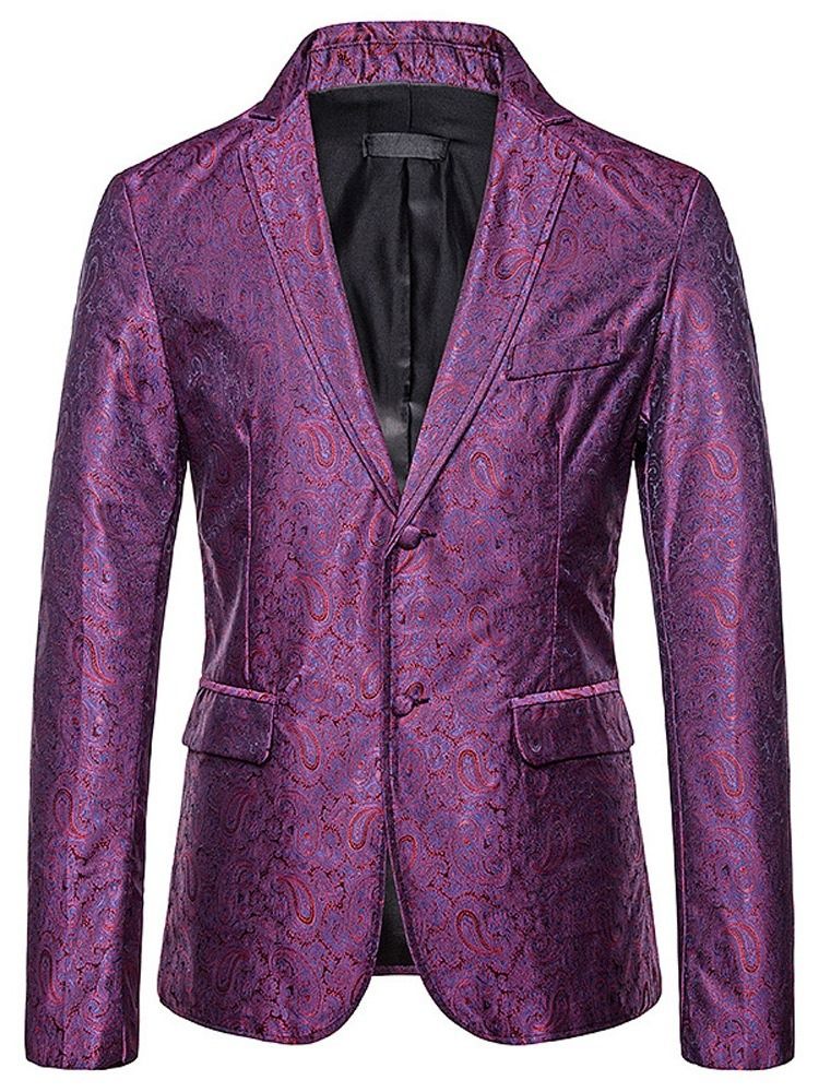 Single-breasted Notched Lapel Color Block Menns Fritidsblazer