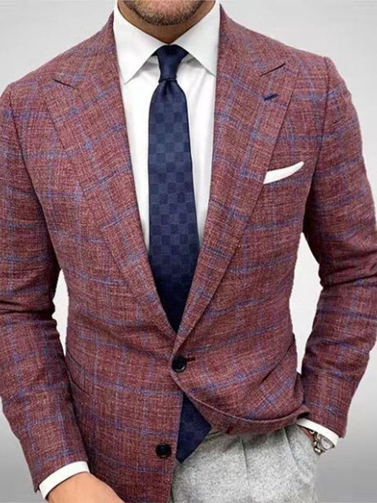 Single-breasted Notched Lapel Herre Slim Leisure Blazer