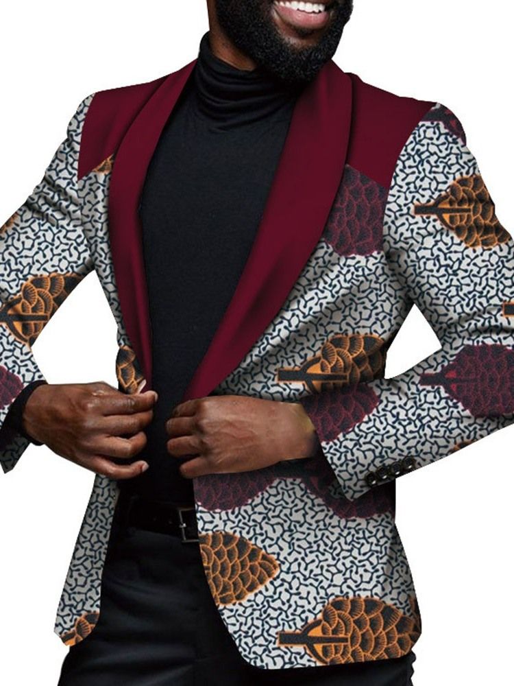 Slim One Button Print Menns Fritidsblazer