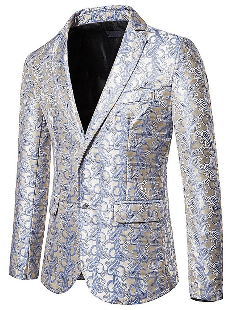 Slim Single-breasted Print Menns Fritidsblazer