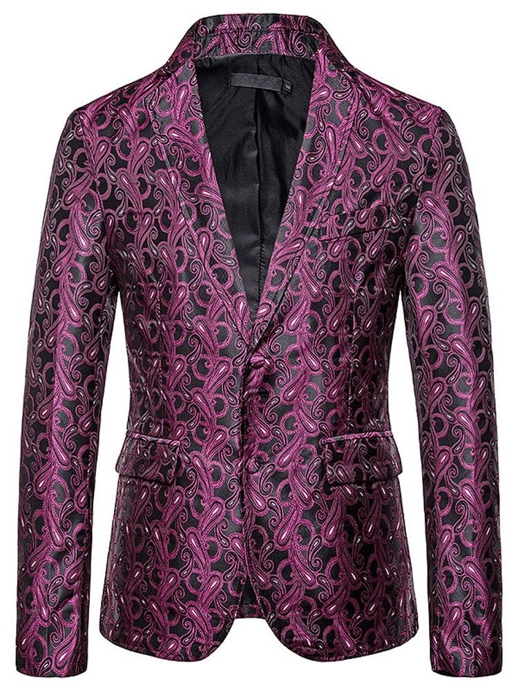 Slim Single-breasted Print Menns Fritidsblazer