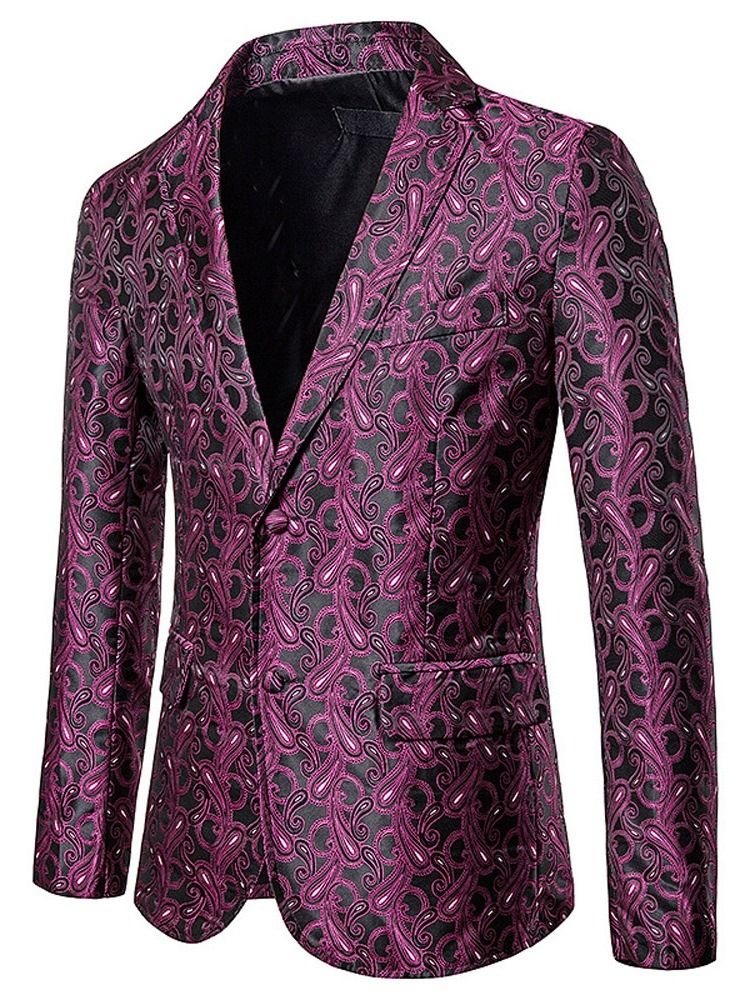 Slim Single-breasted Print Menns Fritidsblazer