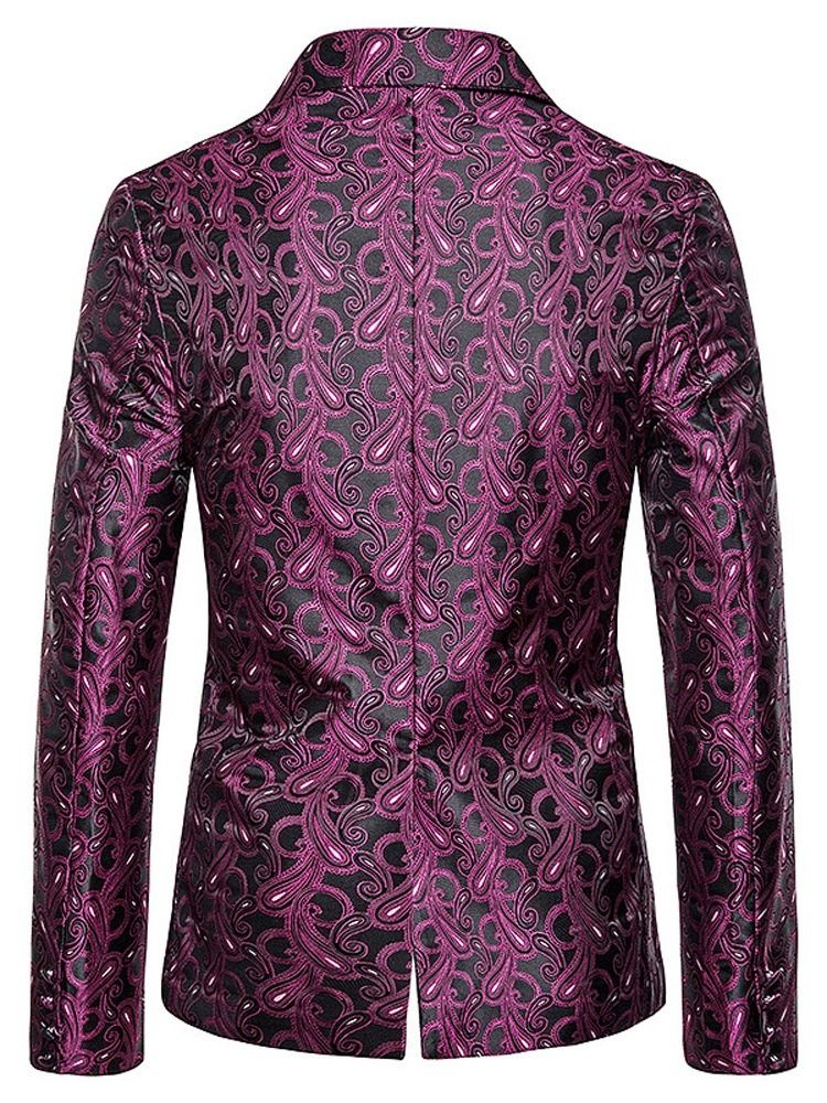 Slim Single-breasted Print Menns Fritidsblazer