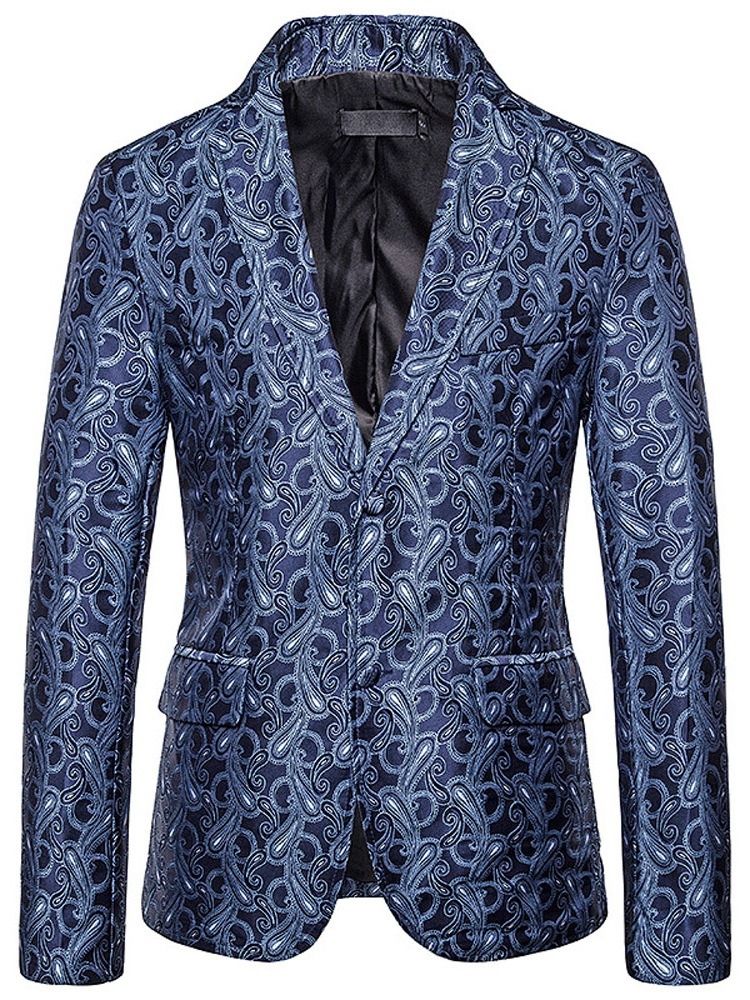 Slim Single-breasted Print Menns Fritidsblazer