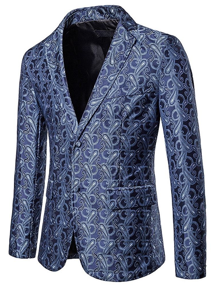 Slim Single-breasted Print Menns Fritidsblazer