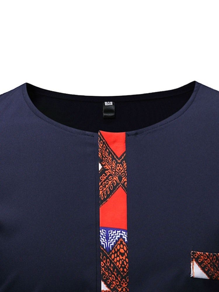 African Fashion Dashiki Color Block Patchwork Casual T-skjorte For Menn