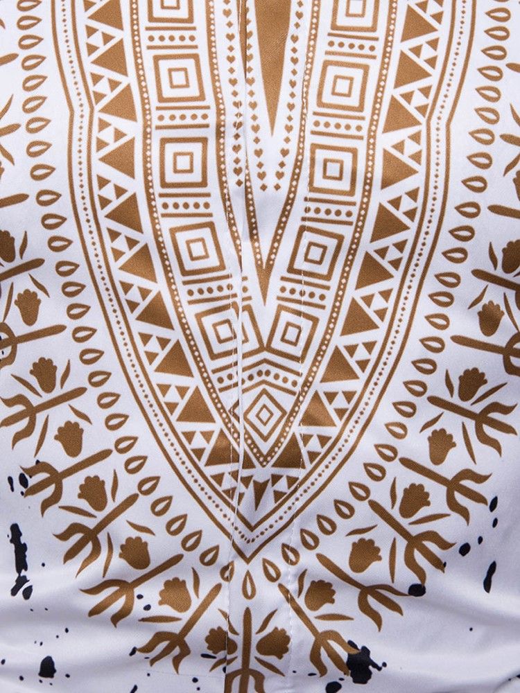 African Fashion Dashiki Print Menns Kortermet Skjorte