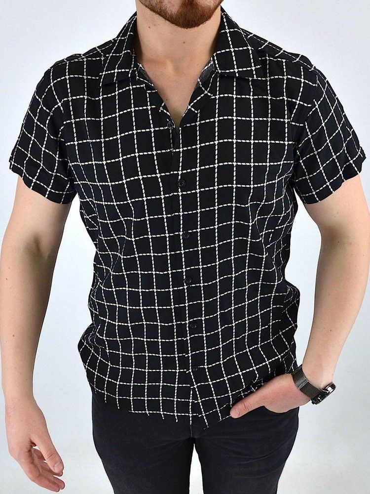 Button Lapel Casual Single-breasted Herre Shirt