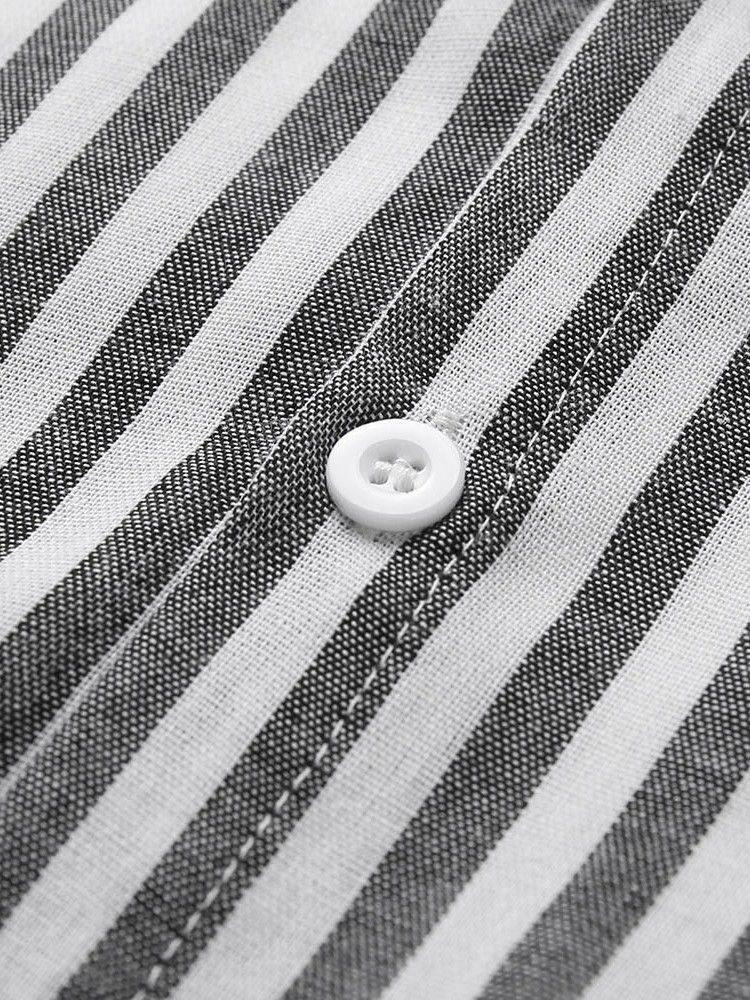 Button Stripe Revers Single-breasted Herre Shirt