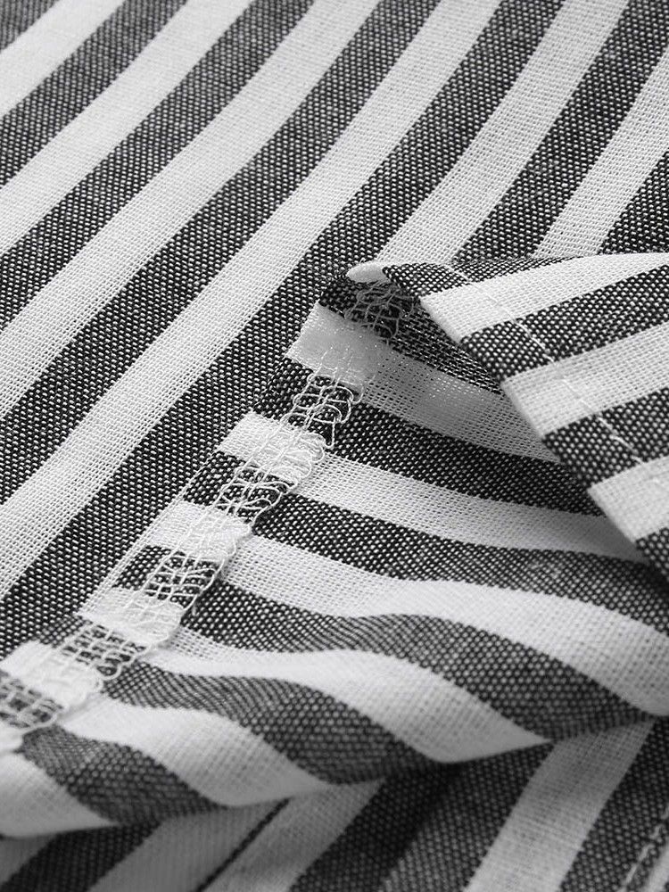 Button Stripe Revers Single-breasted Herre Shirt