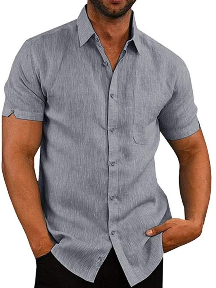 Casual Lapel Button Singlet Brystløs Skjorte For Menn