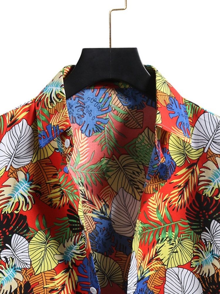 Casual Lapel Floral Slim Slim-shirt For Menn