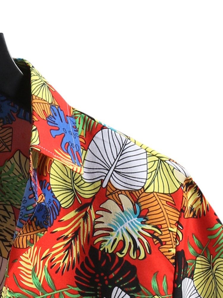 Casual Lapel Floral Slim Slim-shirt For Menn