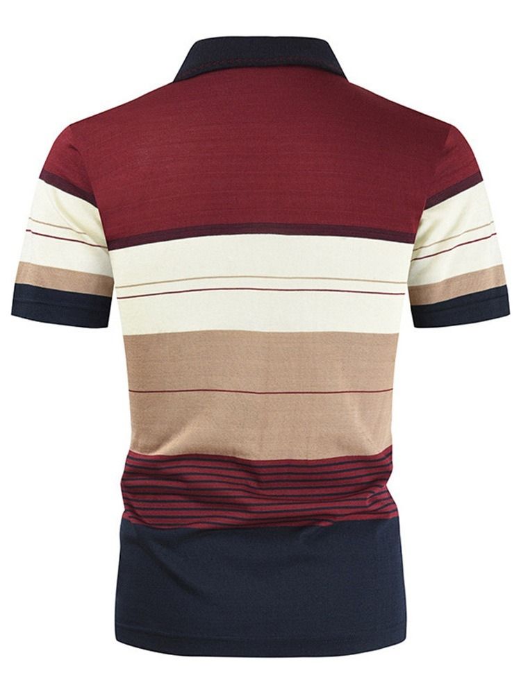 Color Block Casual Polo Neck Skjorte For Menn