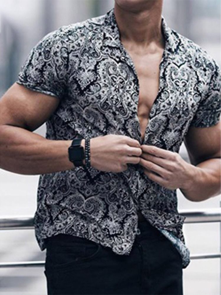 European Lapel Button Loose Single-breasted Herre Shirt