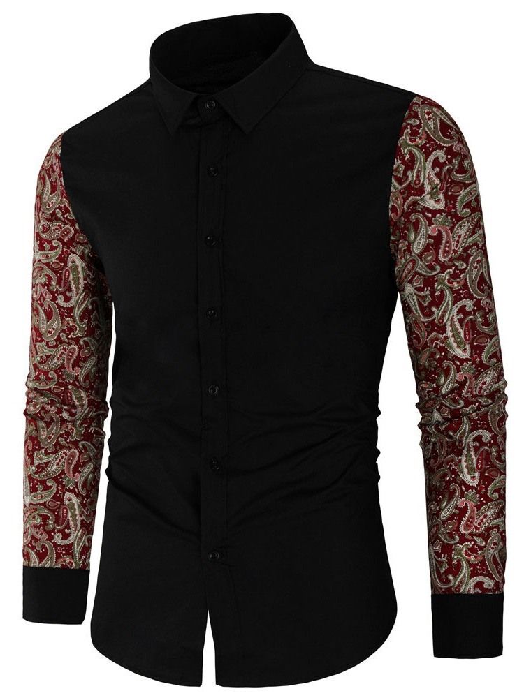 Floral Patchwork Lapel Dame Slim Fall Shirt