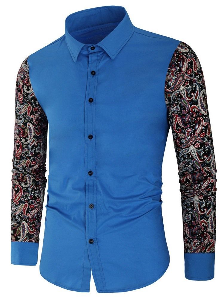 Floral Patchwork Lapel Dame Slim Fall Shirt