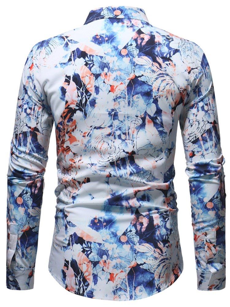 Floral Printed Button Up Mens Casual Ball Shirts