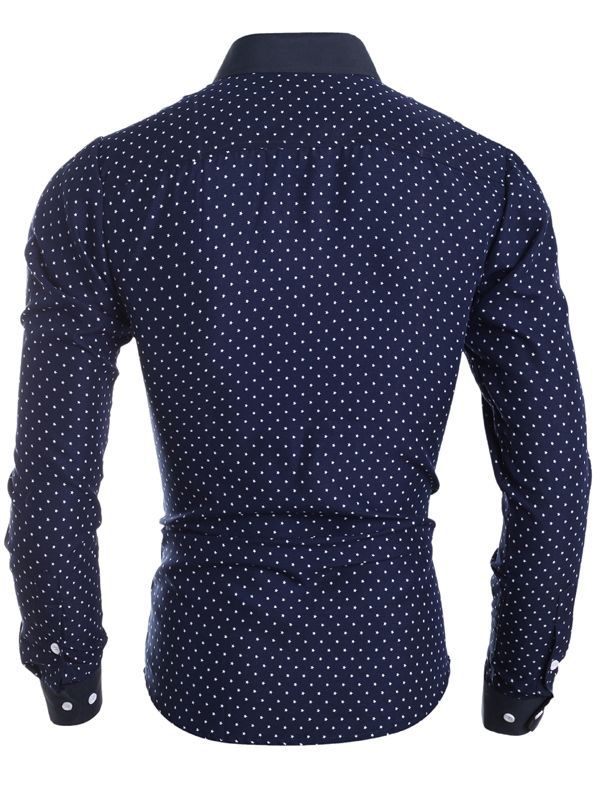 Herreklær Polka Dots Star Printed Lapel Slim Fit Shirt