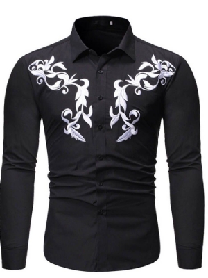 Lapel Casual Button Single-breasted Herre Slim Shirt