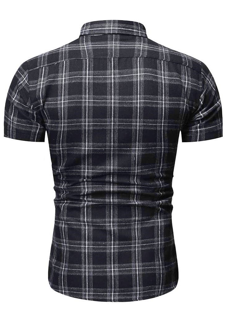 Plaid Print Revers Single-breasted Herre Shirt