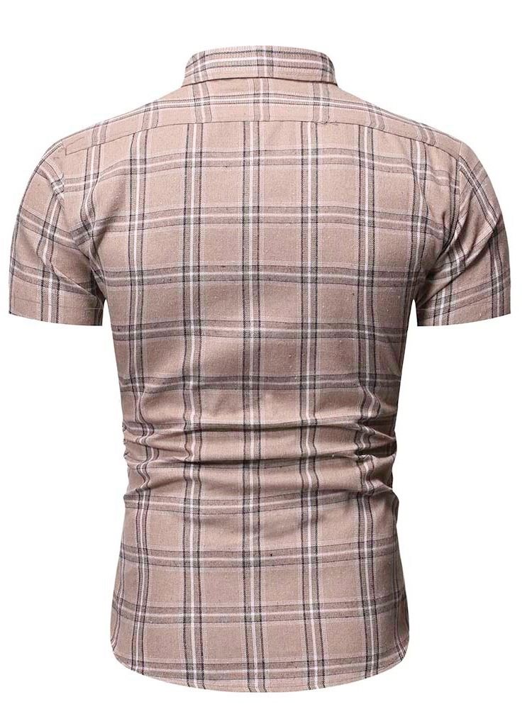 Plaid Print Revers Single-breasted Herre Shirt