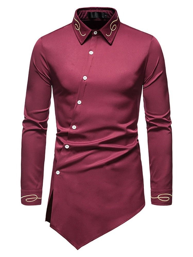 Plain Casual Asymmetric Slim Summer Shirt