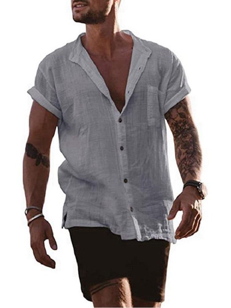 Plain Lapel European Straight Single-breasted Herre Shirt